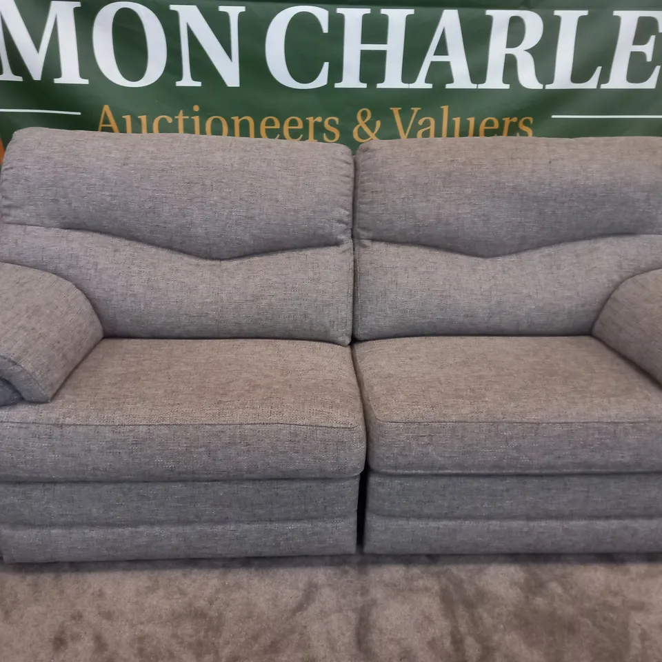 DESIGNER G PLAN STRATFORD REED PEWTER ELECTRIC RECLINING THREE SEATER SOFA