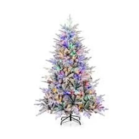 BOXED 147/186 FLOCKED CHRISTMAS TREE WITH 8 LIGHTING MODES