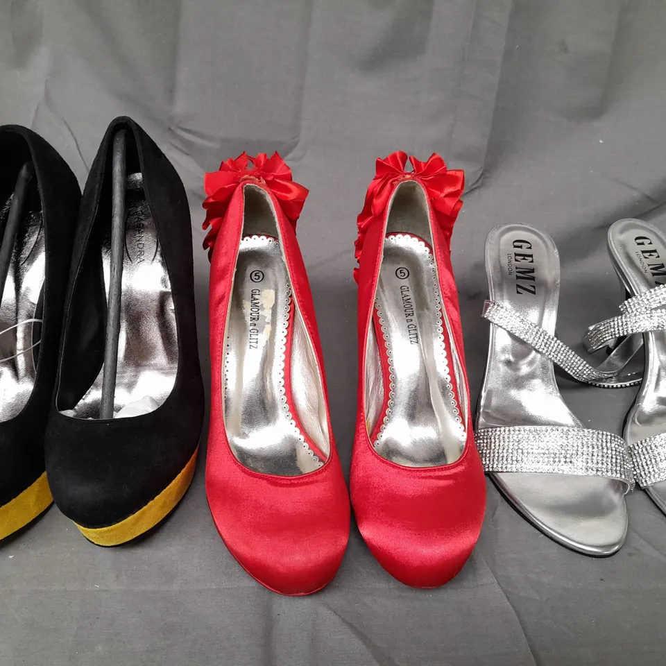 BOX OF APPROXIMATELY 10 BOXED PAIRS OF SHOES IN VARIOUS STYLES AND SIZES TO INCLUDE CASANDRA, GLAMOUR & GLITZ, GEMZ, ETC