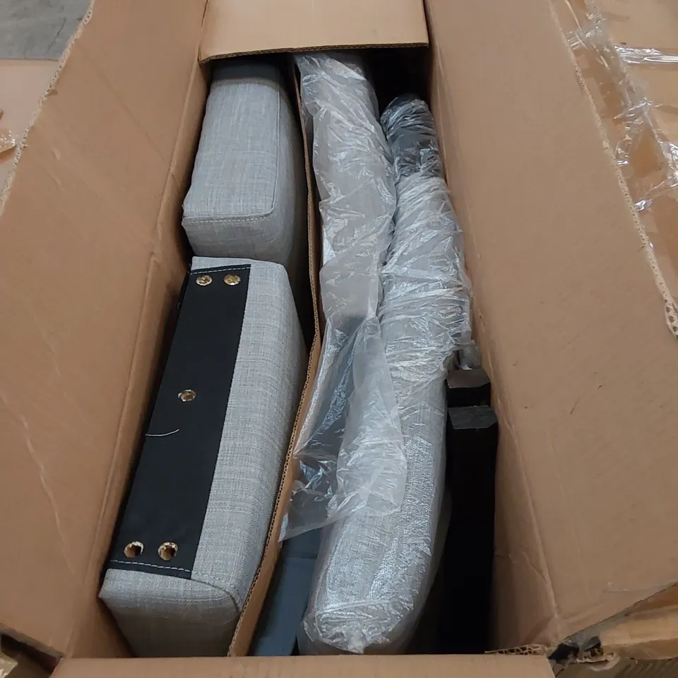 BOXED FLORENCE DINING CHAIR IN GREY LINEN WITH BLACK LEGS - SET OF 2