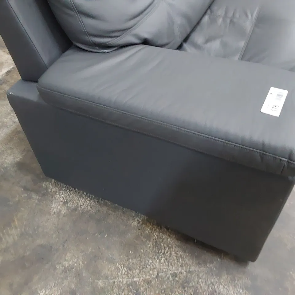 DESIGNER THREE SEATER SOFA GREY LEATHER 