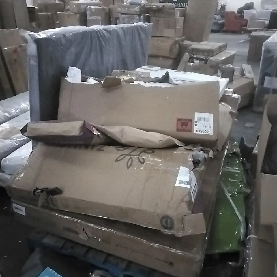 PALLET OF ASSORTED, INCOMPLETE FURNITURE PARTS AND PIECES