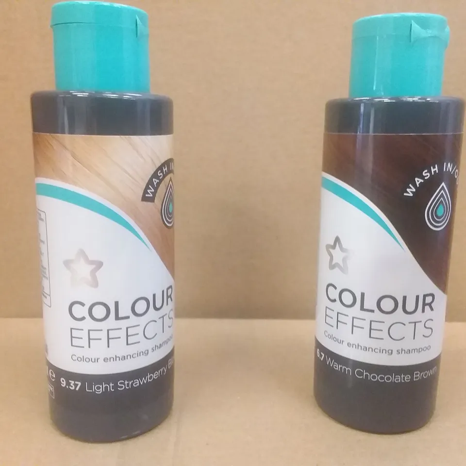 PALLET OF APPROXIMATELY 784 PACKS CONTAINING 6 BOTTLES OF COLOUR EFFECTS SHAMPOOS WARM CHOCOLATE BROWN & LIGHT STRAWBERRY BLONDE