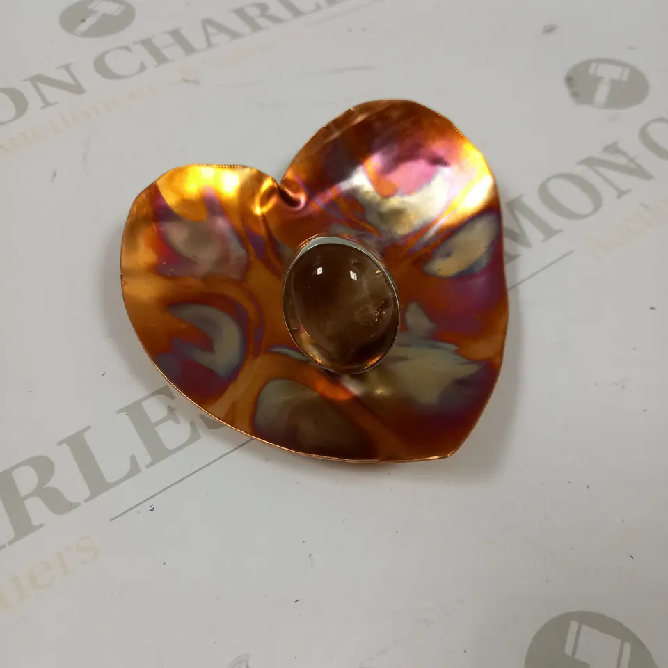 DESIGNER LARGE AMBER EFFECT RING & DISPLAY TRAY 