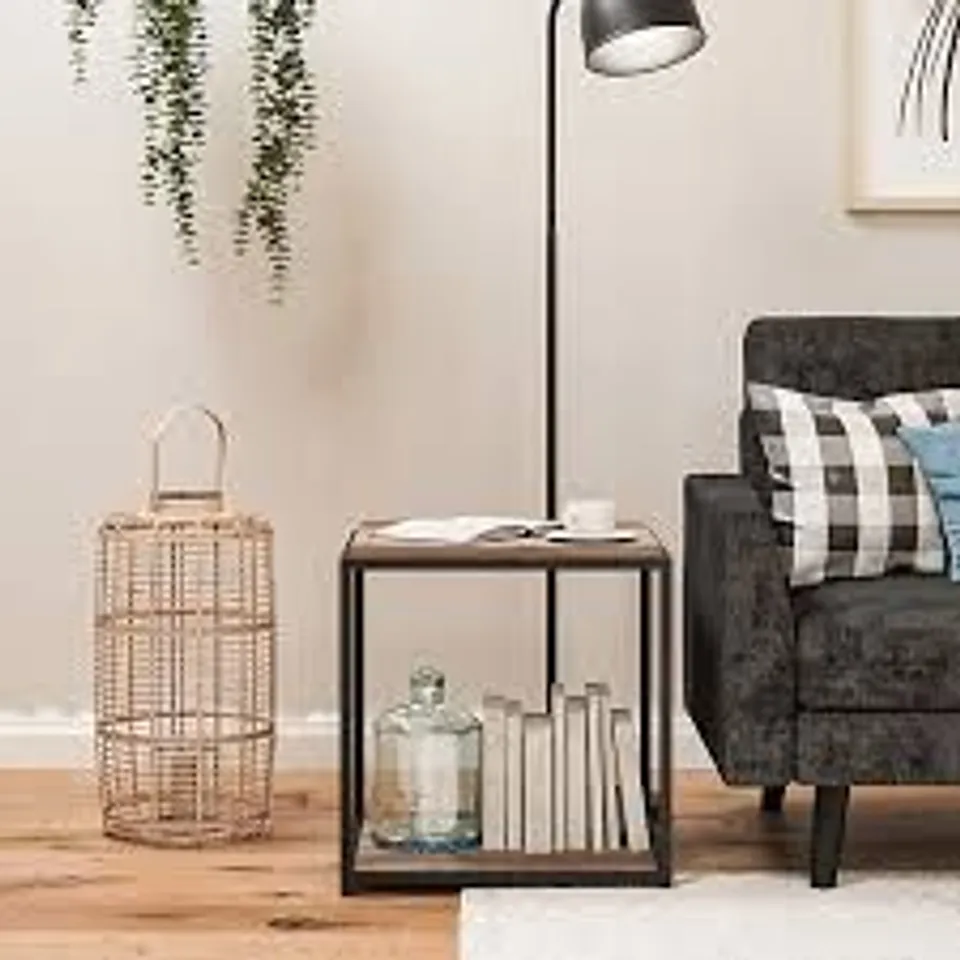 BOXED DOREL QUINCY END TABLE WEATHERED OAK (1 BOX)