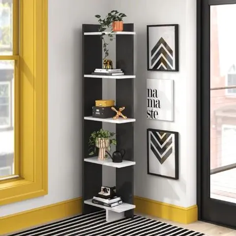 LYNNFIELD CORNER BOOK CASE IN BLACK/WHITE