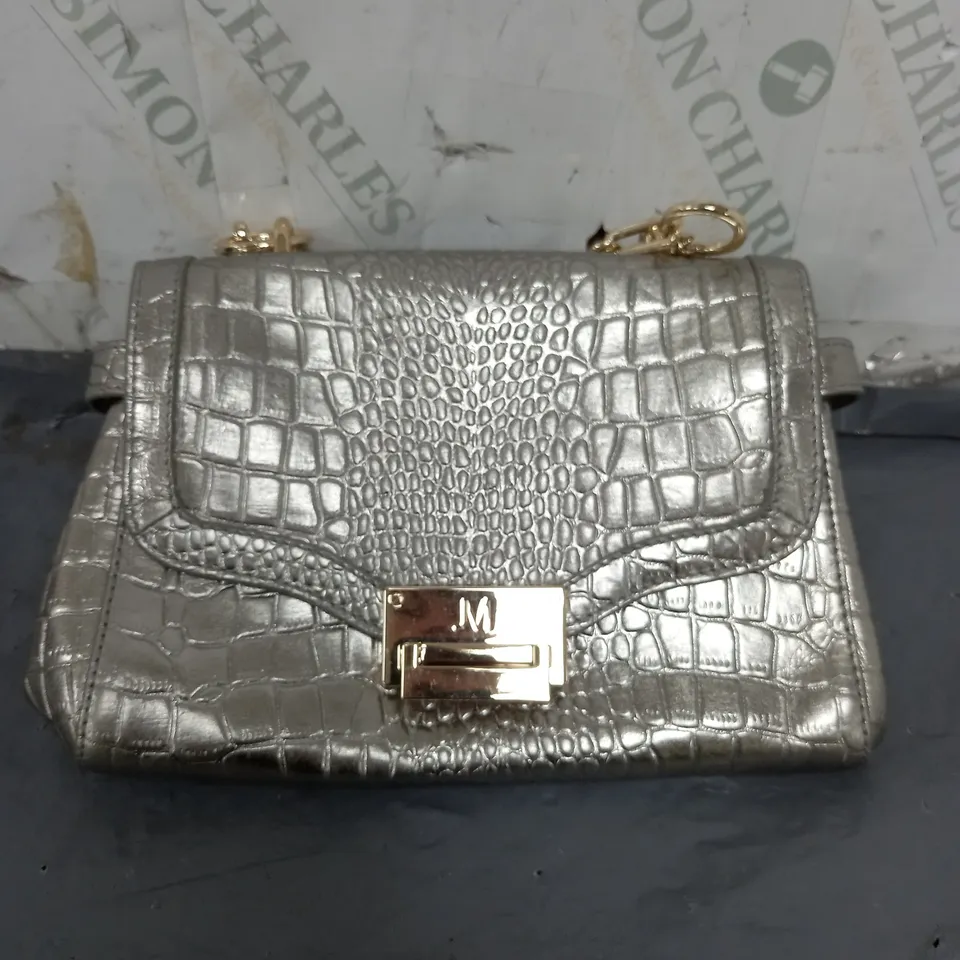 JULIAN MACDONALD SILVER FAUX LEATHER HANDBAG 