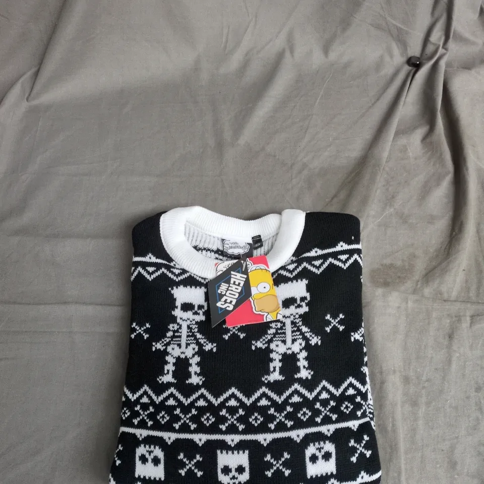 THE SIMPSONS KNIT JUMPER – SKELETON PATTERN – UK SIZE S