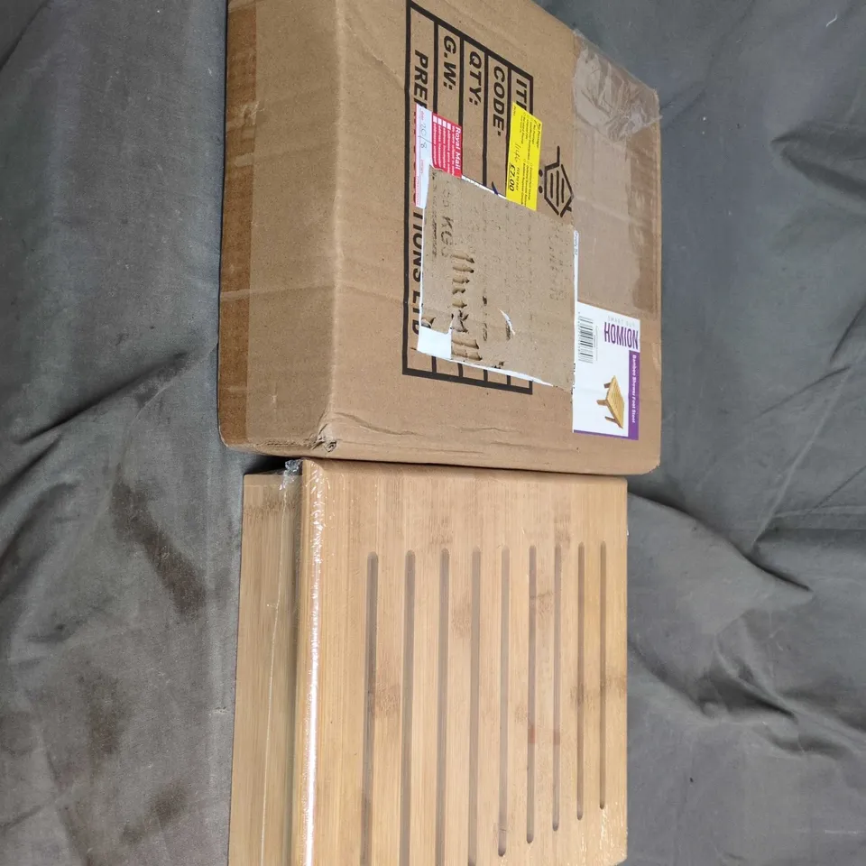 BAMBOO SHOWER FOOT STOOL – SLATTED WOODEN BATHROOM STOOL