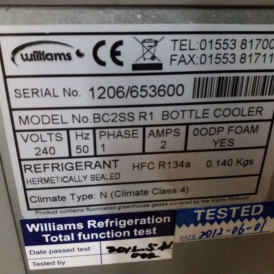 WILLIAMS BC2SS R1 BOTTLE COOLER