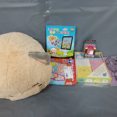 LARGE BOX OF APPROXIMATELY 20 ASSORTED TOYS AND GAMES TO INCLUDE TEDDIES, CARD GAMES AND PEPPA PIG