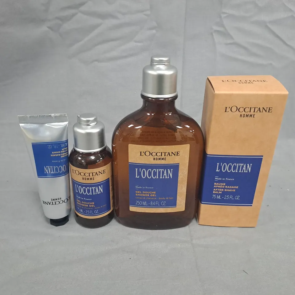 L'OCCITANE HOMME GROOMING SET – SHOWER GEL, AFTER‑SHAVE BALM & TRAVEL TUBES