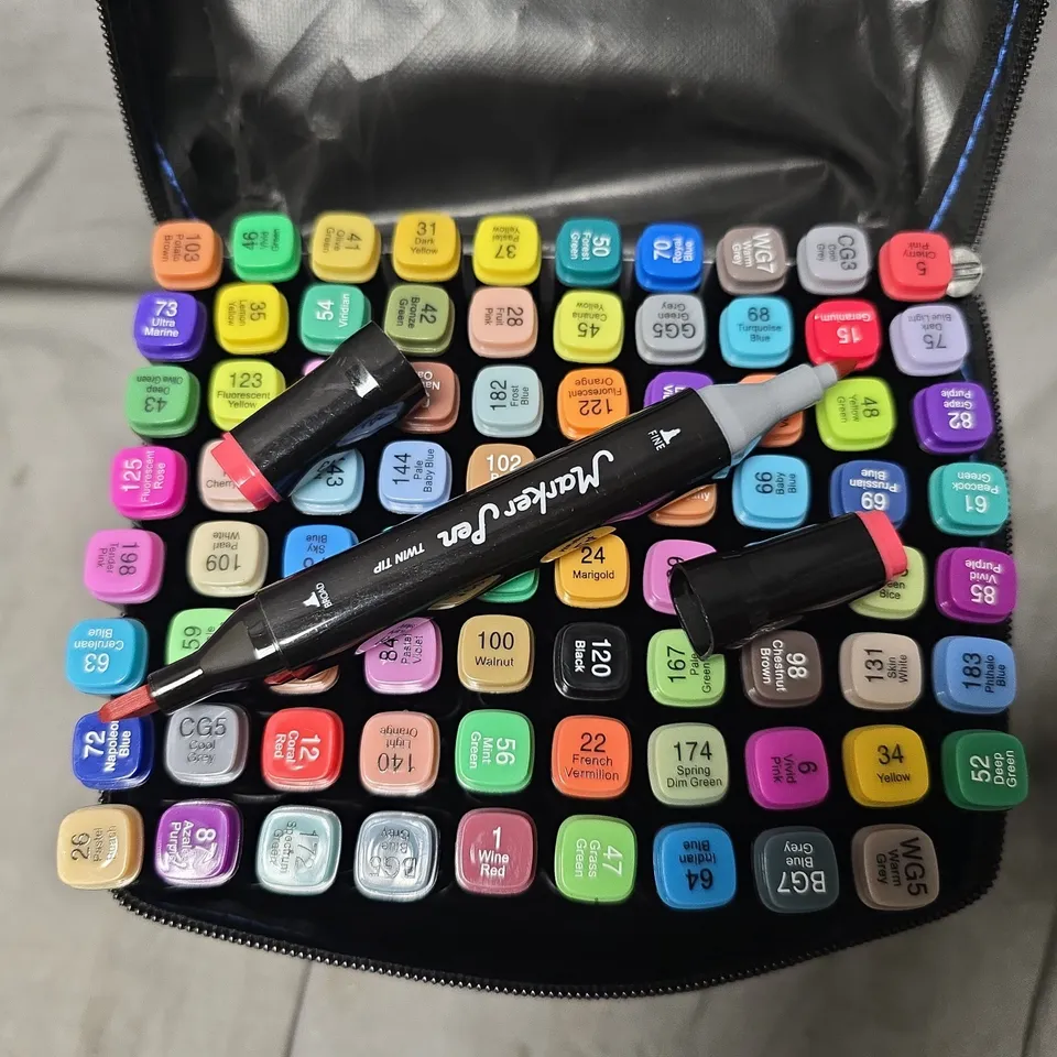 MARVY MARKER PENS TWIN TIP SET – 60 COLOUR IN ZIP CASE