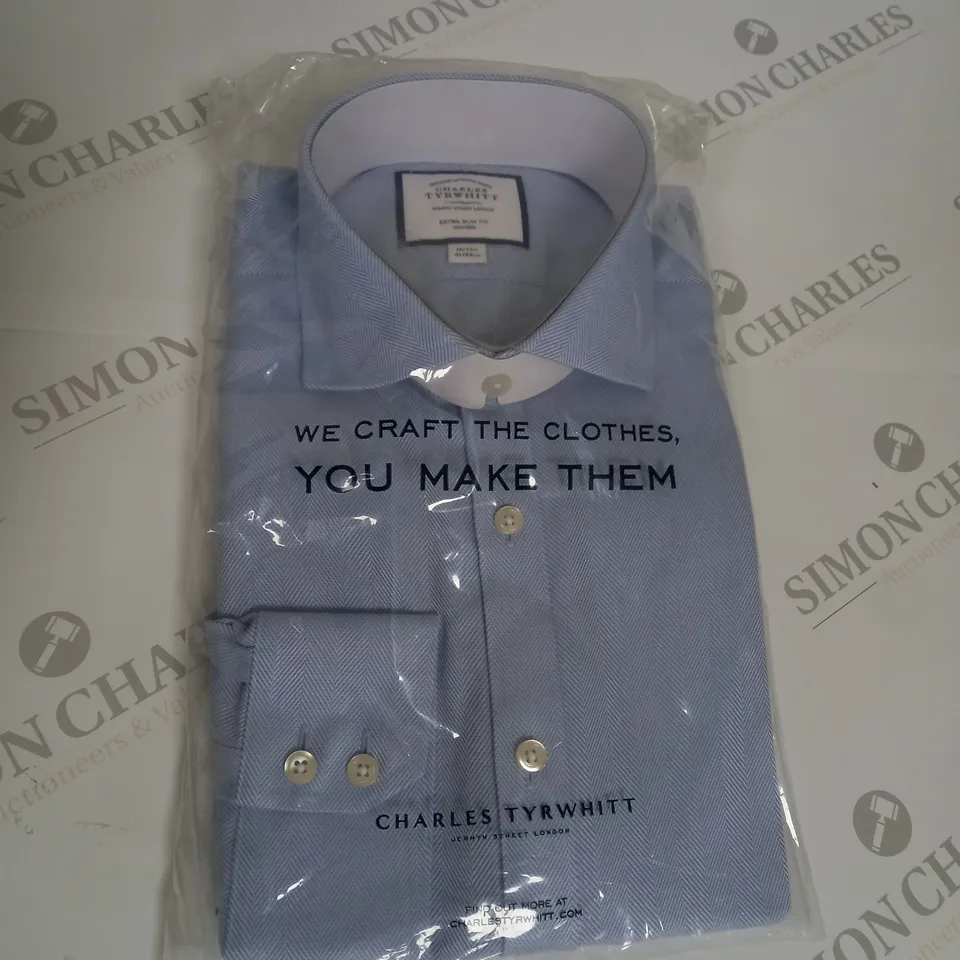 BAGGED CHARLES TYRWHITT HERRINGBONE SHIRT SIZE 16/33"