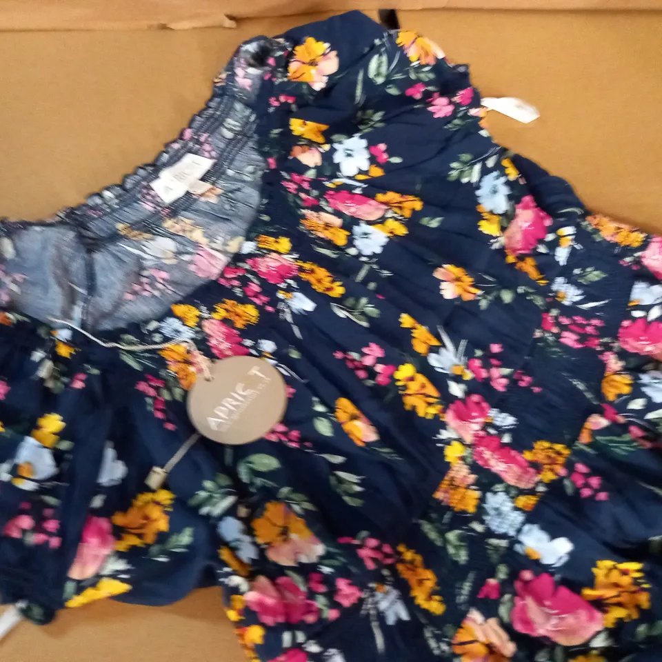 APRICOT BRIGHT FLORAL MILKMAID DRESS - L