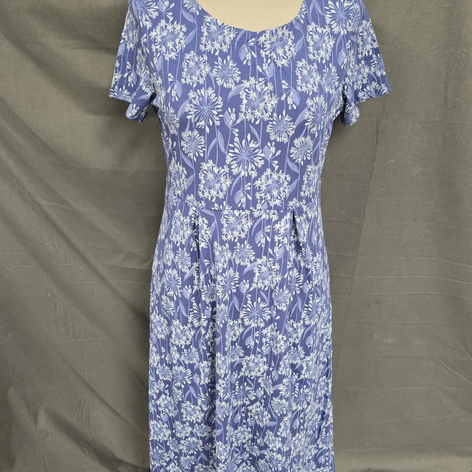 SEASALT CORNWALL SHORT SLEEVE VERONICA DRESS IN AGAPANTHUS LINO LUPIN SIZE 12