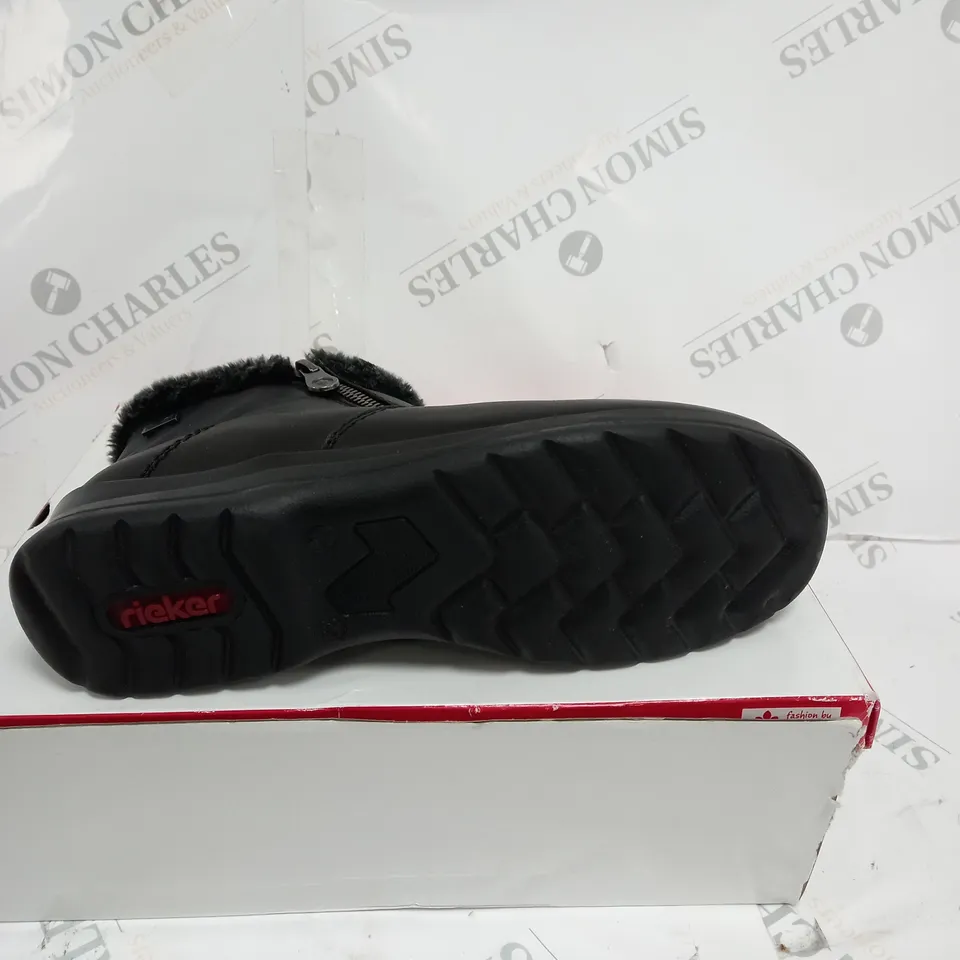 RIEKER FUR CUFF BOOTS, BLACK - SIZE 6