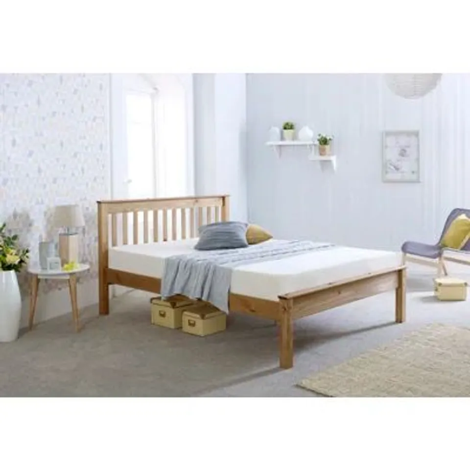BOXED 4' DORSET SMALL DOUBLE BED FRAME - WAXED (2 BOXES)