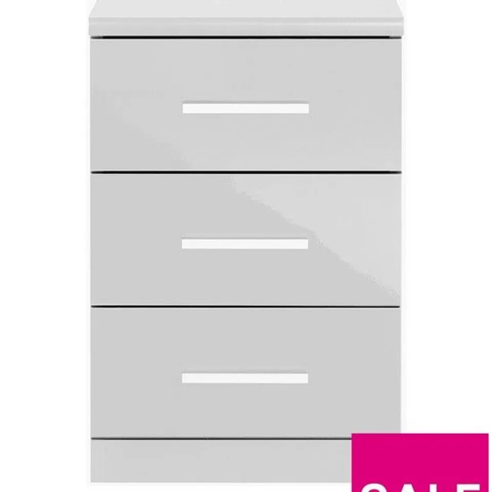 PRAGUE GLOSS 3 DRAWER BEDSIDE CHESTS (SET OF 2) - COLLECTION ONLY