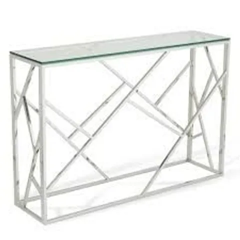 BRAND NEW BOXED BETTY CONSOLE TABLE - STAINLESS STEEL/SILVER (1 BOX)