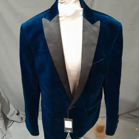 TED BAKER T ELSON SLIM FIT VELVET JACKET IN DARK TEAL SIZE 42R