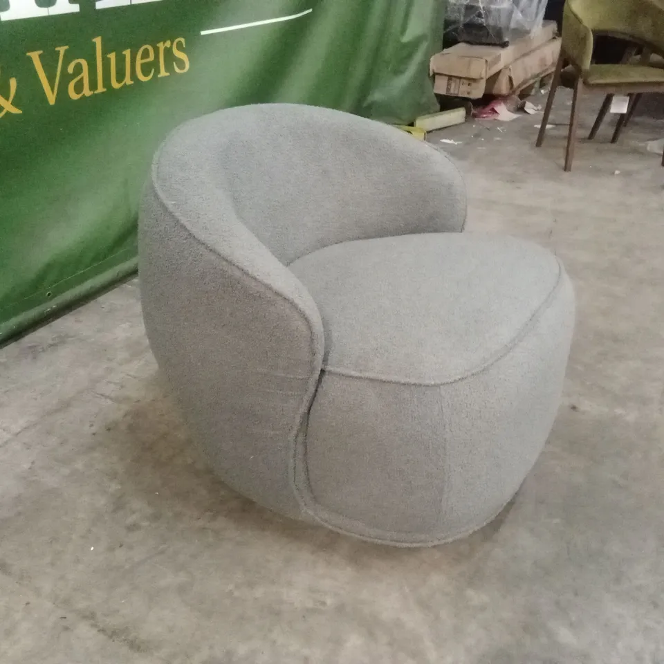 QUALITY DESIGNER GREY BOUCLE FABRIC CHAIR