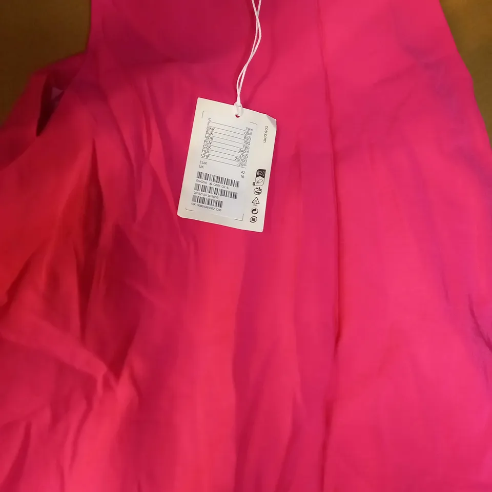 COS HOT PINK A LINE MIDI DRESS - SIZE 16