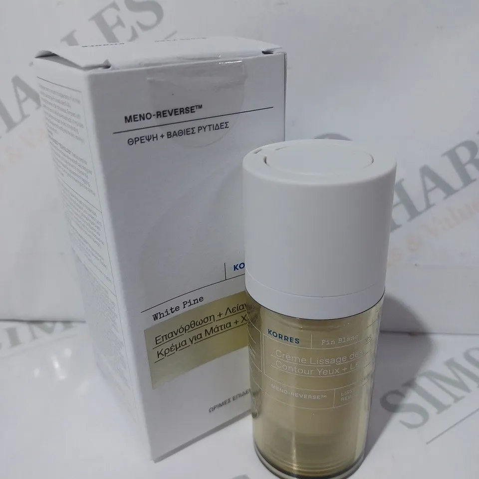 BOXED KORRES WHITE PINE MENO-REVERSE EYE AND LIP CREAM - 15ML