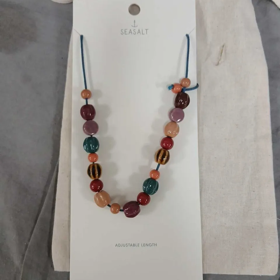 SEASALT BEADED NECKLACE – ADJUSTABLE LENGTH, MULTICOLOUR BEADS