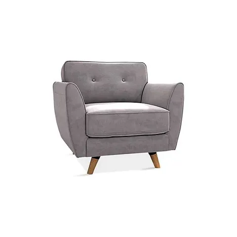 BOXED PEMBROKE GREY VELVET ARMCHAIR (1 BOX)