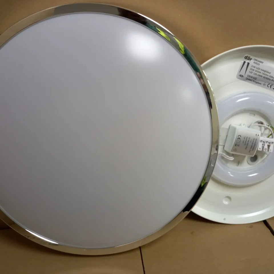 DAR LIGHTING GROUP ORORA 35CM LED FLUSH WHITE POLISHED CHROME TRIM 