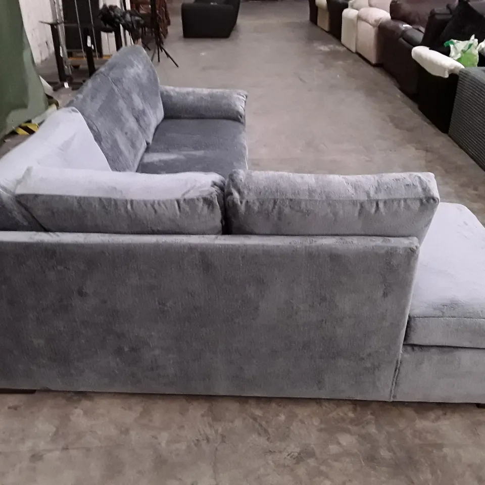 DESIGNER SALERNO STANDARD CORNER SOFA WITH LEFT HALF CHAISE - GREY FABRIC