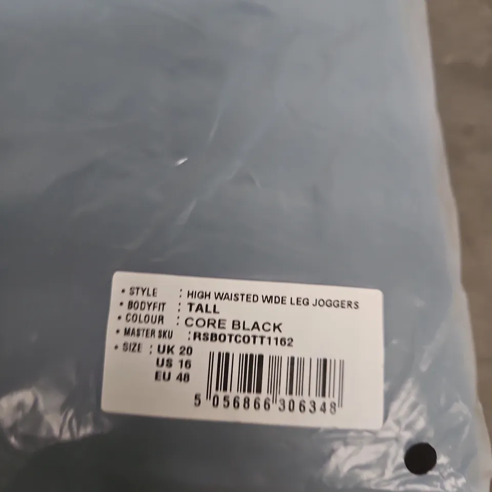 REASON HIGH WAISTED WIDE LEG JOGGERS – CORE BLACK, UK 20 