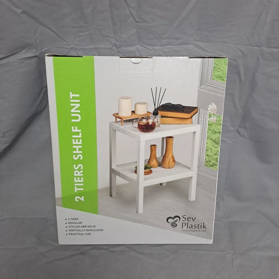 SEV PLASTIK 2-TIER SHELF UNIT – WHITE - BOXED 