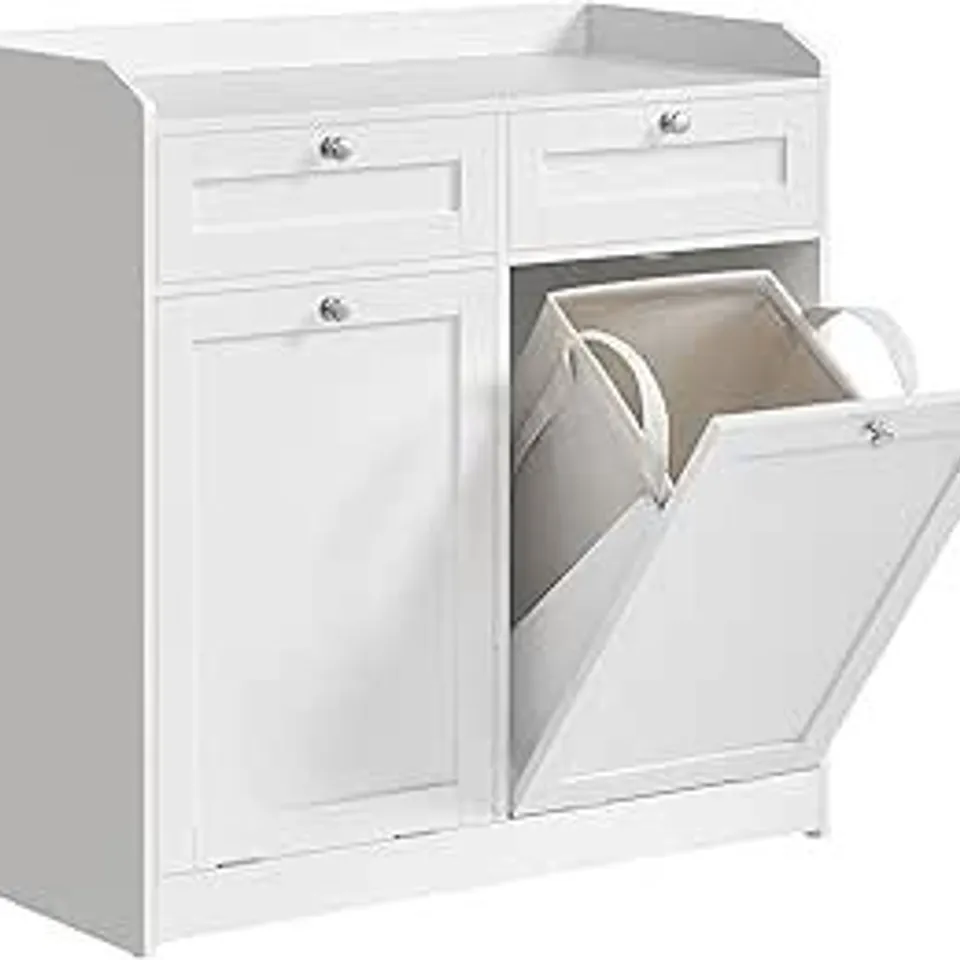 BOXED VASAGLE BATHROOM CABINET WITH LAUNDRY BASKETS