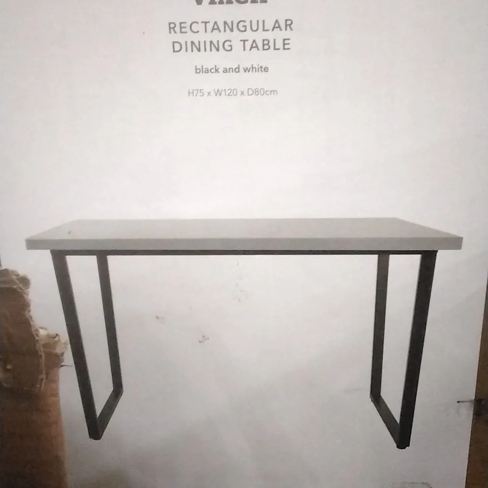 BOXED VIXEN RECTANGULAR DINING TABLE BLACK AND WHITE