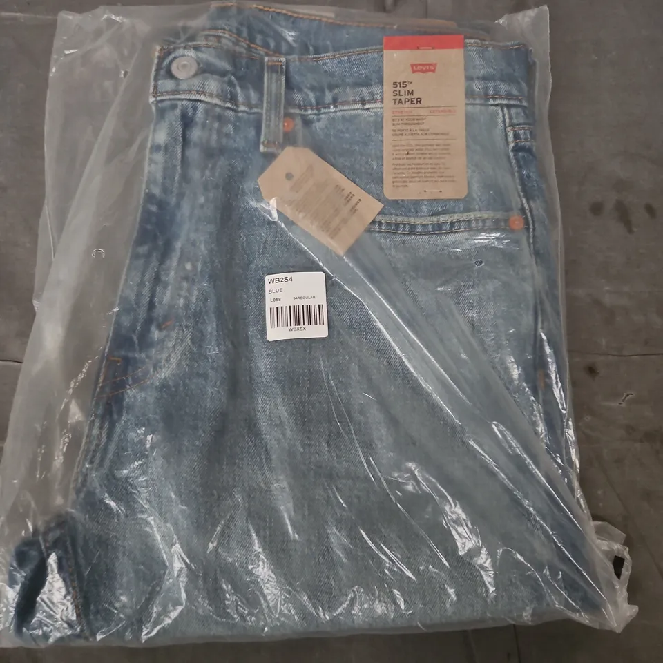 BAGGED LEVI'S 515 SLIM TAPER JEANS – BLUE DENIM, UK 34 X 32