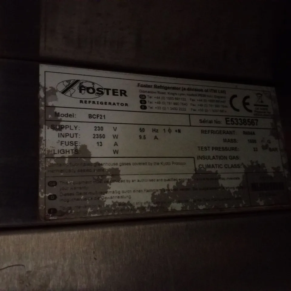 FOSTERS BCF21 BLAST CHILLER/FREEZER CABINET