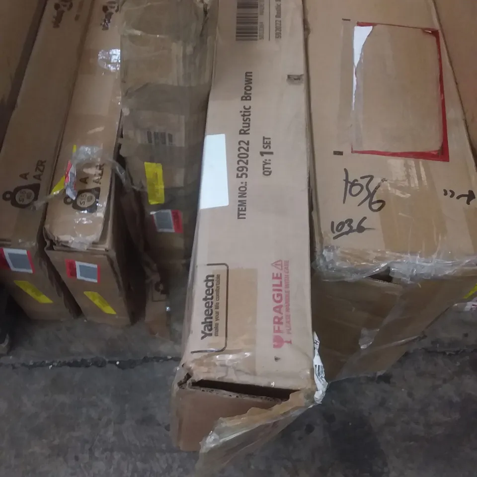 BOXED RUSTIC BROWN COFFEE TABLE WITH BLACK LEGS 