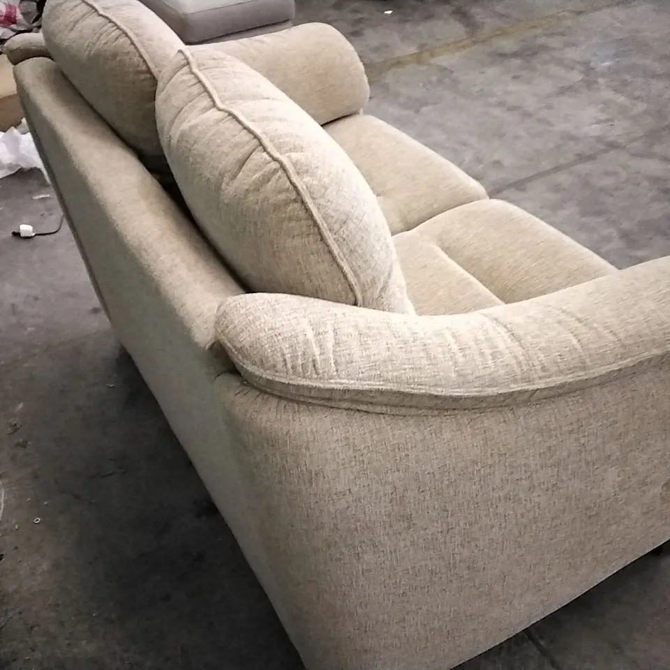 QUALITY BRITISH DESIGNED & MANUFACTURED G PLAN BEIGE FABRIC 2 SEATER SOFA