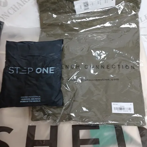 SMALL BOX OF ASSORTED CLOTHING ITEMS TO INCLUDE, FRENCH CONNECTION, STEP ONE , SHEIN