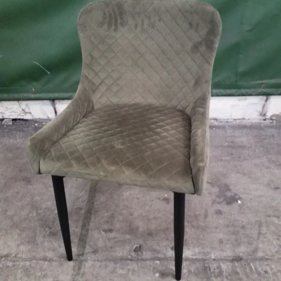 OLIVE GREEN FABRIC DINING CHAIR 