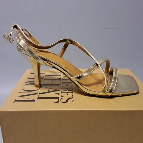 BOXED WHERES THAT FROM GOLD METALLIC HEELS - UK 6 