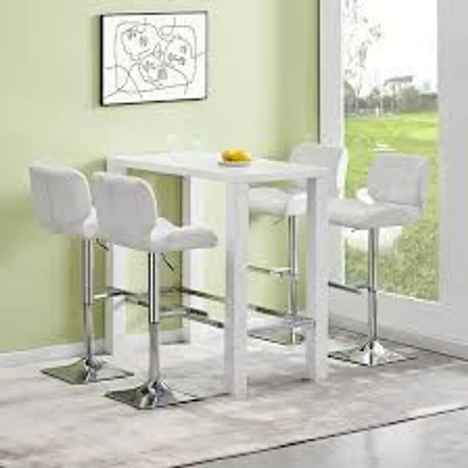 BOXED JAM HIGH BAR TABLE RECTANGULAR IN WHITE GLOSS AND GLASS (2 BOXES)