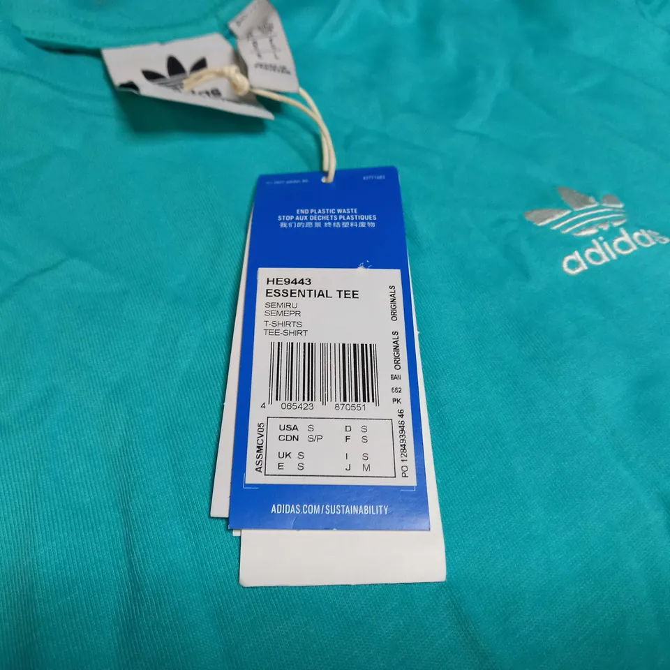 ADIDAS VIBRANT GREEN/LOGO CREW NECK TEE - SMALL