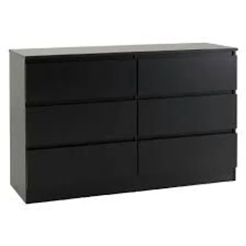 BOXED MALVERN 6 DRAWER CHEST - BLACK (2 BOXES)