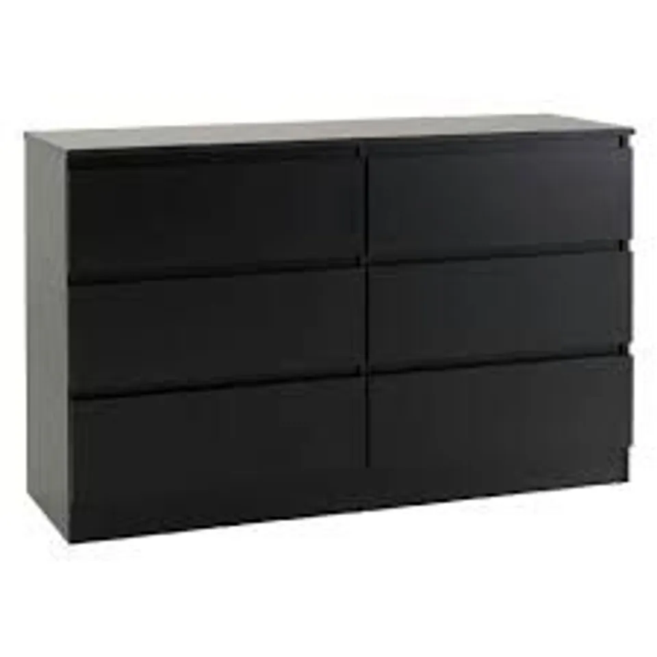 BOXED MALVERN 6 DRAWER CHEST - BLACK (2 BOXES)