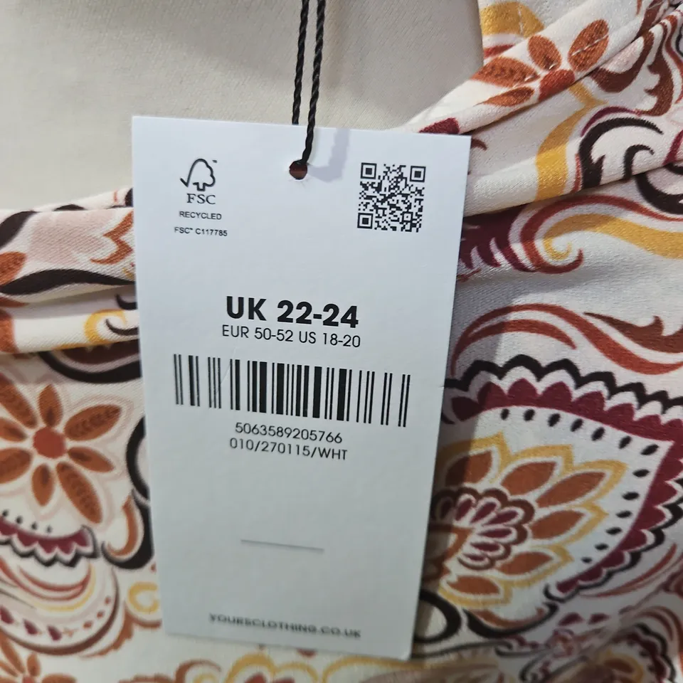 WOMEN'S ONE-SHOULDER PAISLEY PRINT WRAP DRESS – UK 22-24