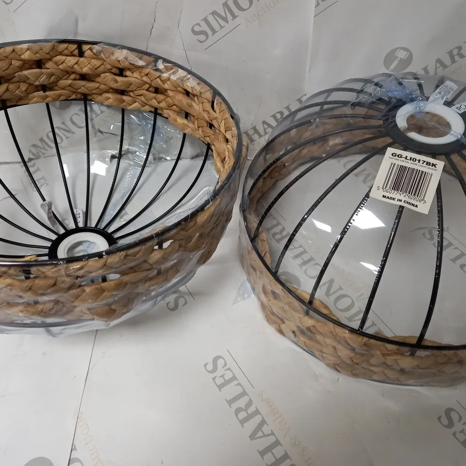 LOT OF 2 RATTAN METAL WIRE LIGHT SHADE 