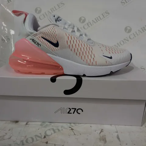 BOXED PAIR OF NIKE AIR 270 TRAINERS IN WHITE/CORAL UK SIZE 5.5